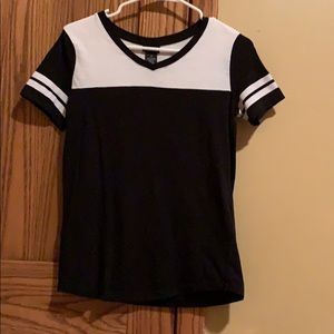 A tee shirt black and white.